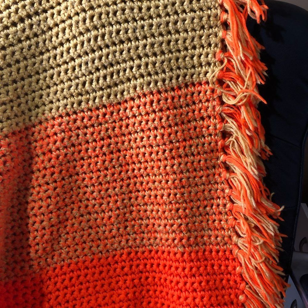 Vintage & Colorful Handmade Crocheted Blanket, 48”x60” - Picture 2 of 4